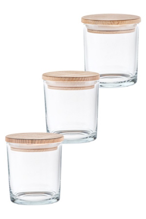 Gewürzglas Holzdeckel 3er-Set